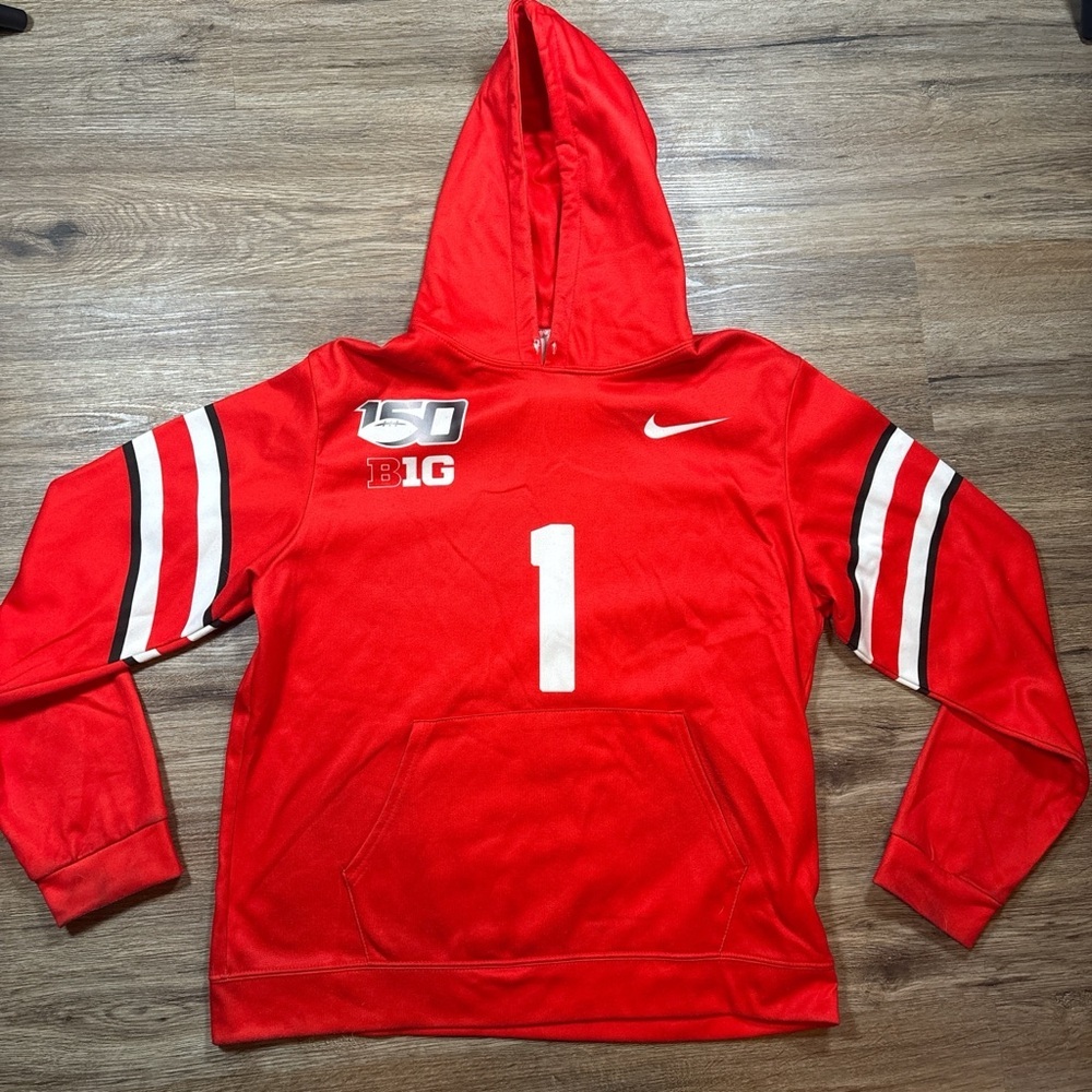 Nike Ohio State Buckeyes #1 Justin Fields red hoodie‎ #NCAA #Buckeyes #Fields
